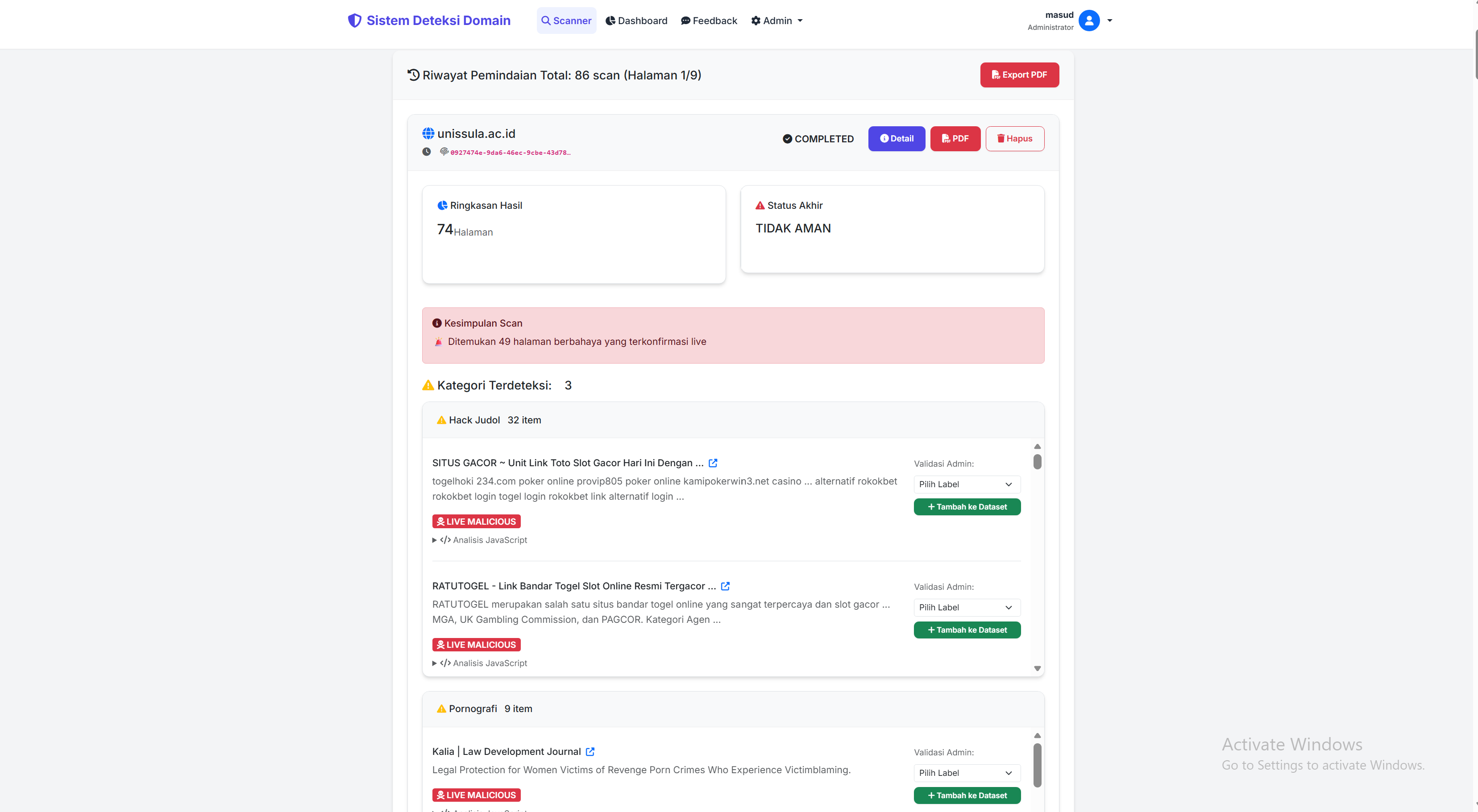 HARMSCAN System - Scan Results & Detailed Analysis
